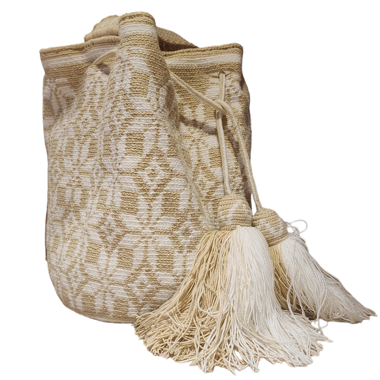 Beige and Withe Original Wayuu Bag