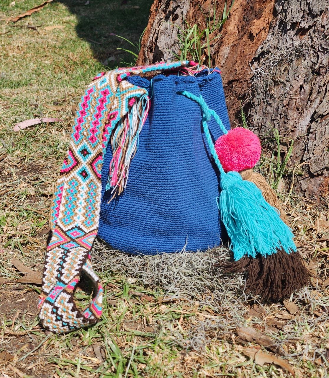 Unicolor Ponpon Wayuu Bag - Tundama