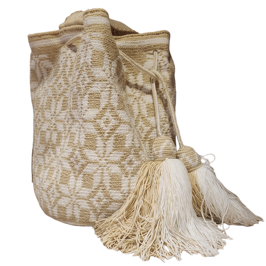 Beige and Withe Original Wayuu Bag